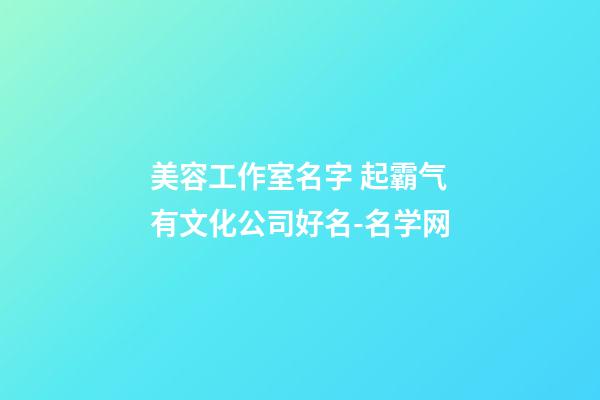 美容工作室名字 起霸气有文化公司好名-名学网-第1张-公司起名-玄机派